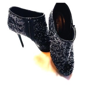 Sequined stiletto bootie